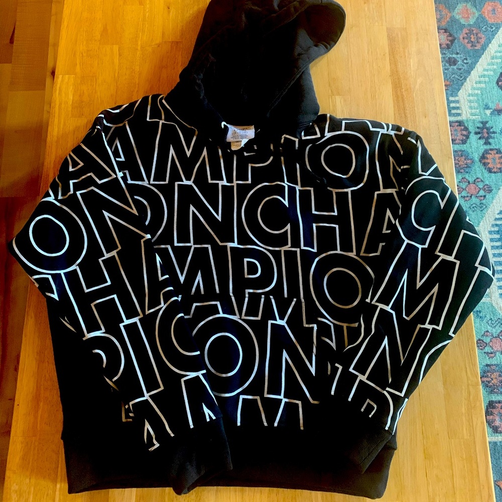 Champion Reverse Weave All Over Print Hoodie Black - image 2